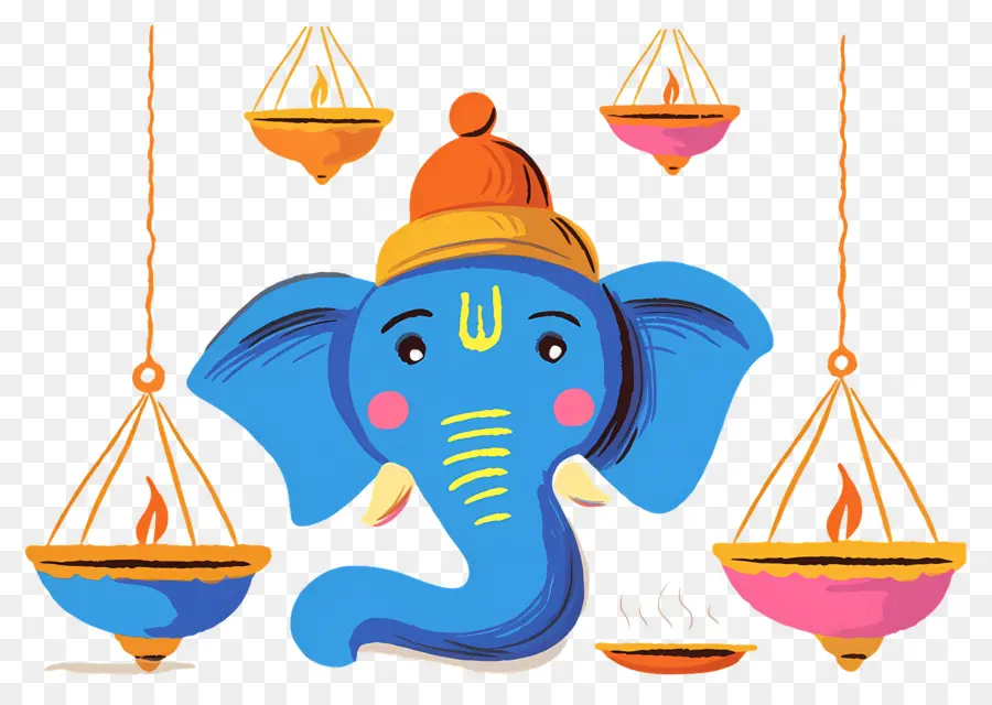 Ganesa Chaturthi，Kepala Gajah Dengan Lampu PNG