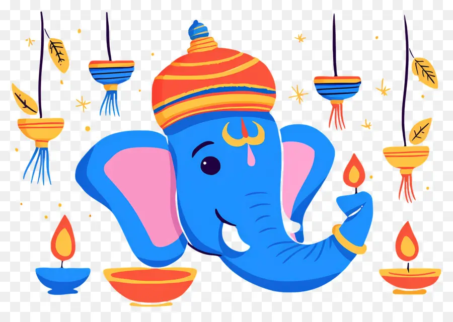 Ganesa Chaturthi，Kepala Gajah Dengan Lampu PNG