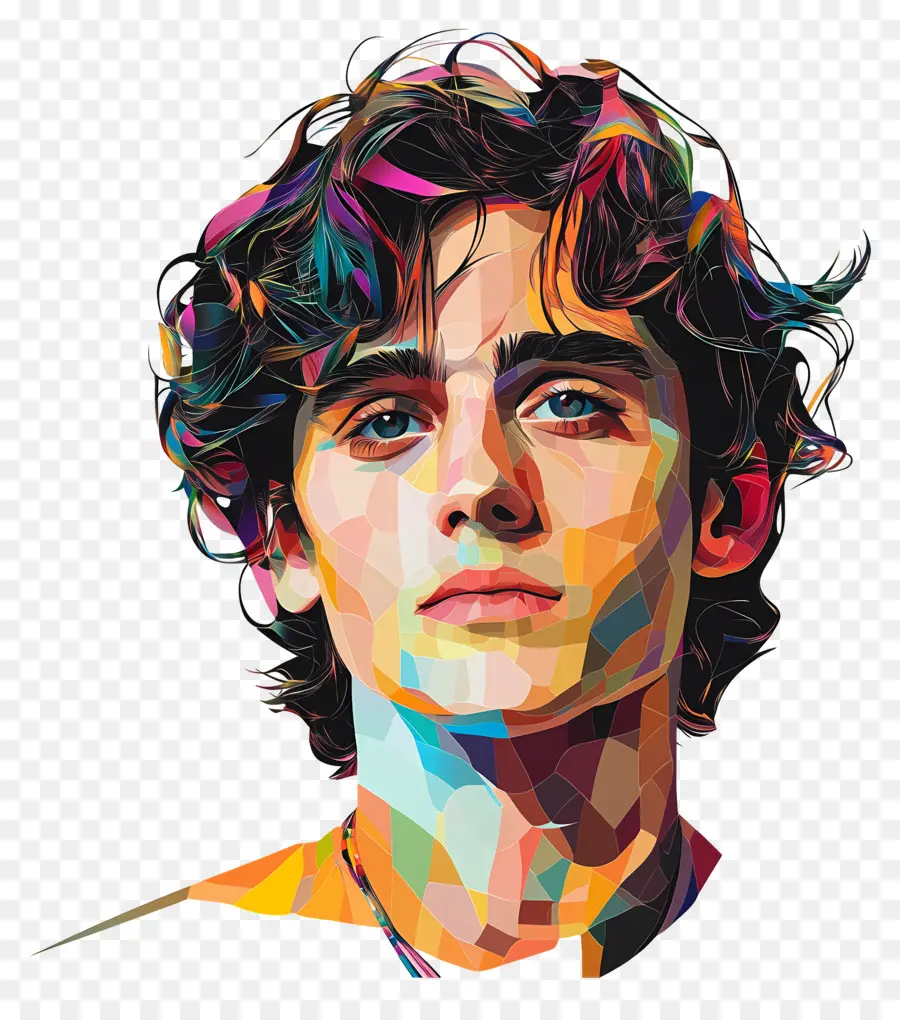 Timothee Chalamet，Potret Geometris Pemuda PNG