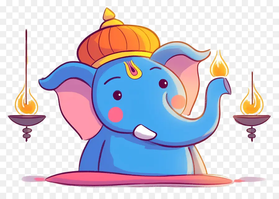 Ganesa Chaturthi，Kepala Gajah Dengan Lampu PNG