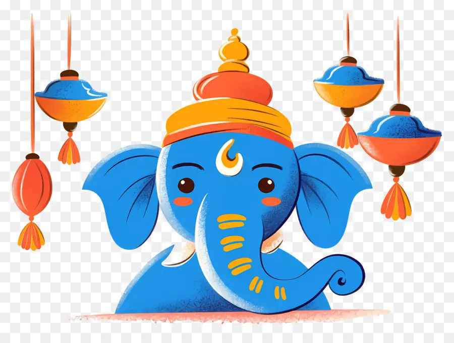 Ganesa Chaturthi，Kepala Gajah Dengan Lampu PNG