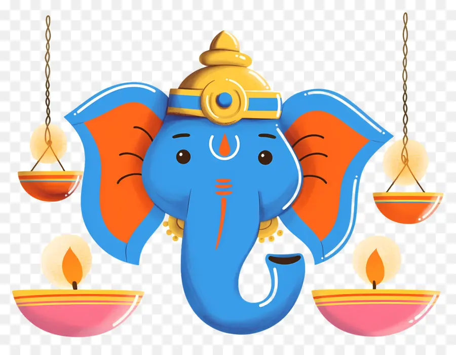 Ganesa Chaturthi，Kepala Gajah Dengan Lampu PNG