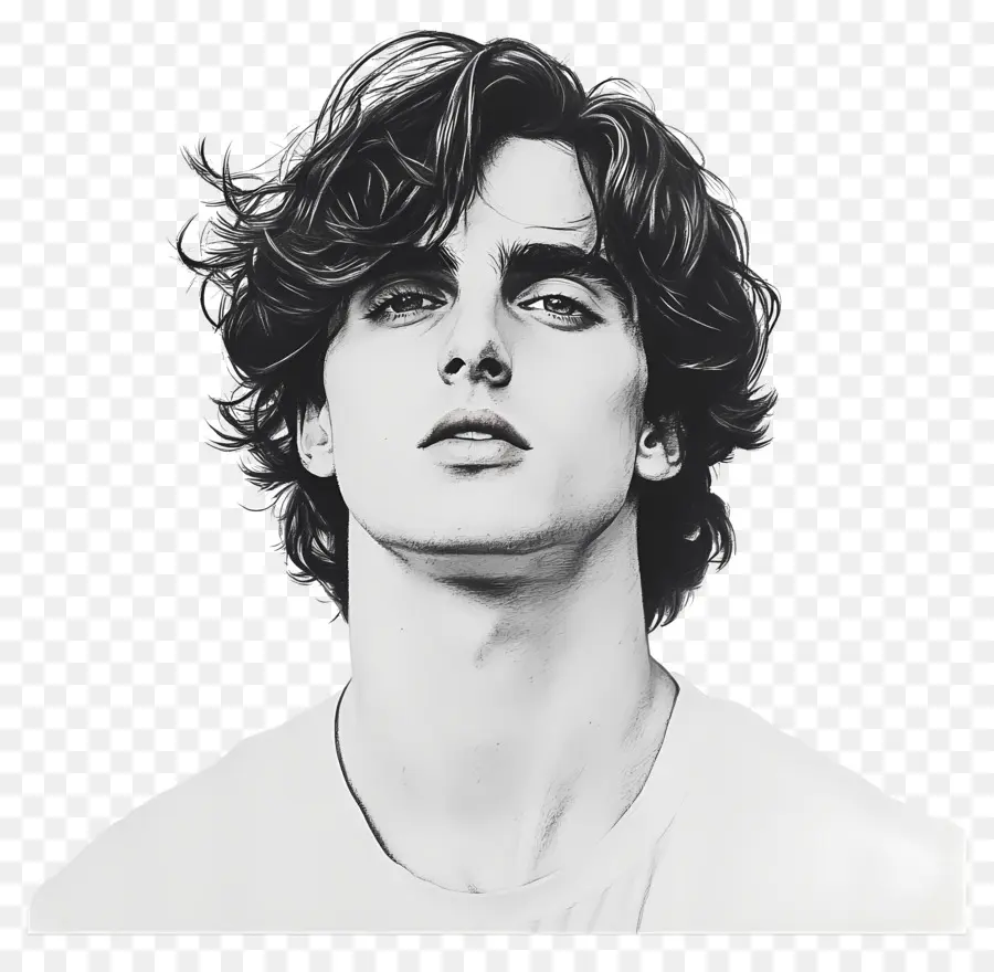 Timothee Chalamet，Potret Hitam Putih PNG