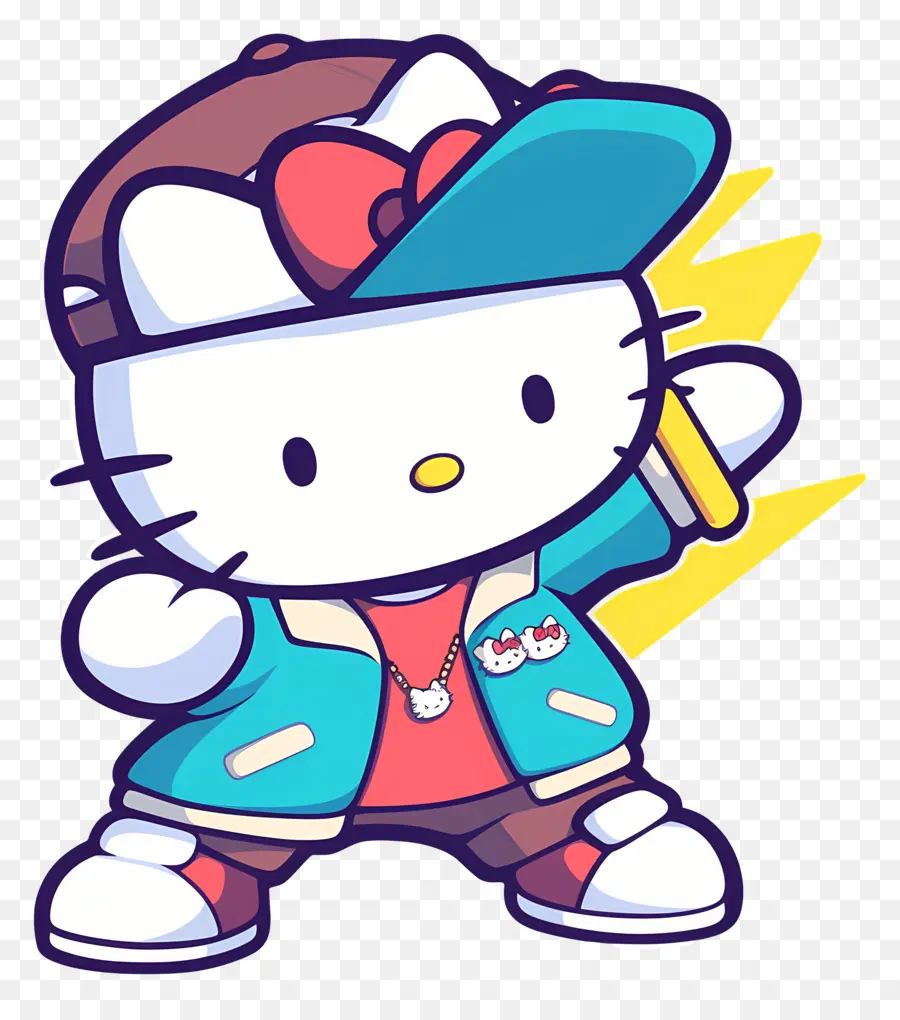 Halo Kitty，Hello Kitty Dengan Pakaian Hip Hop PNG