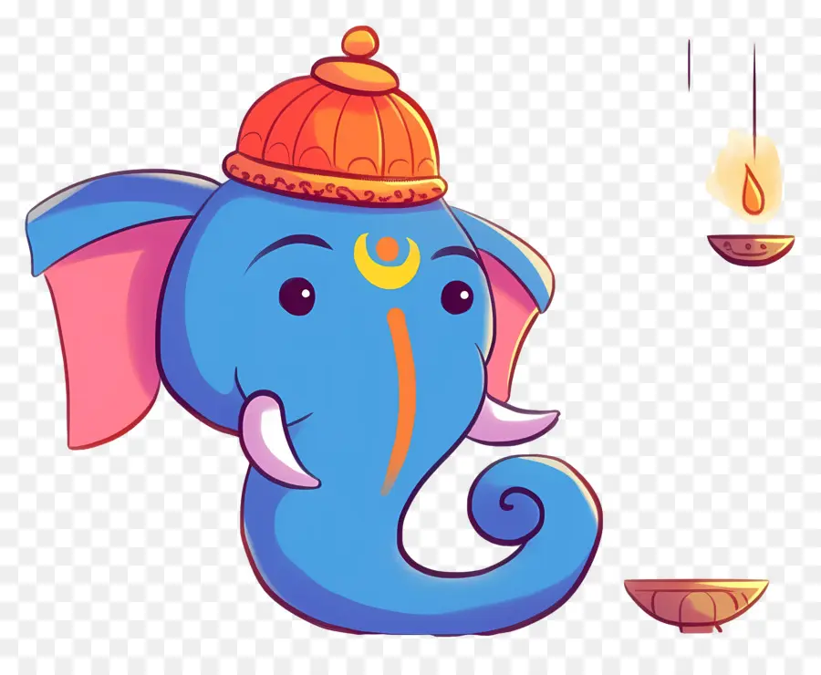 Ganesa Chaturthi，Kepala Gajah Dengan Lampu PNG