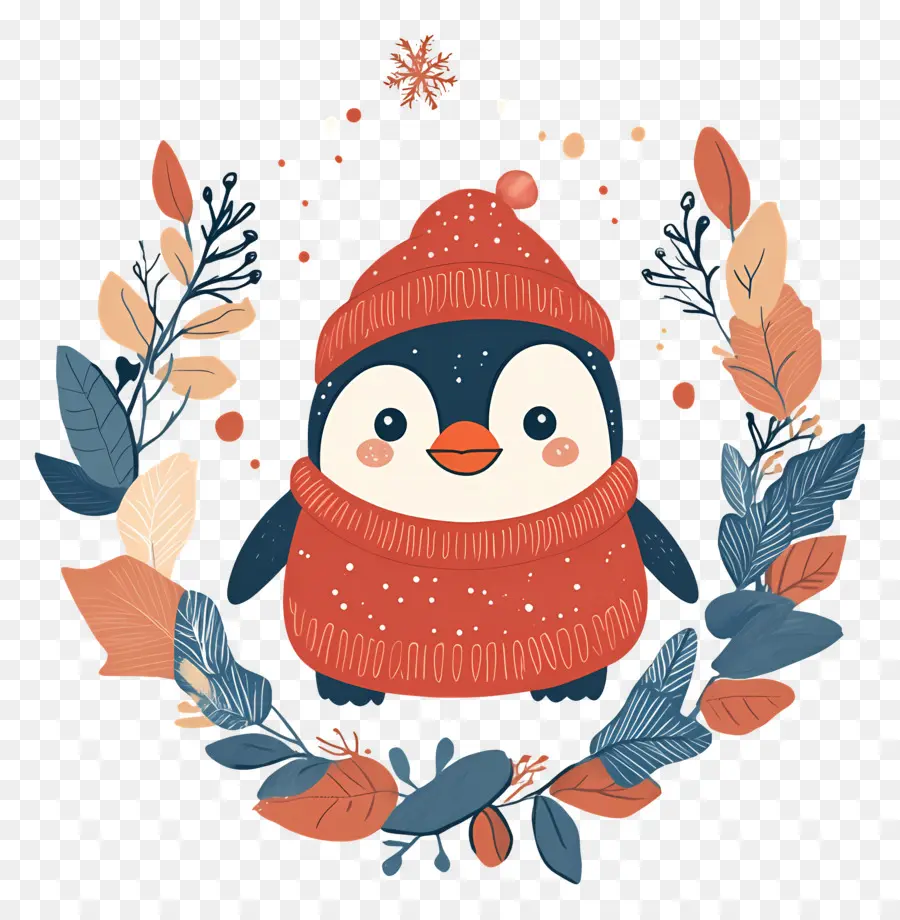 Pinguin Natal，Penguin Dengan Pakaian Musim Dingin PNG