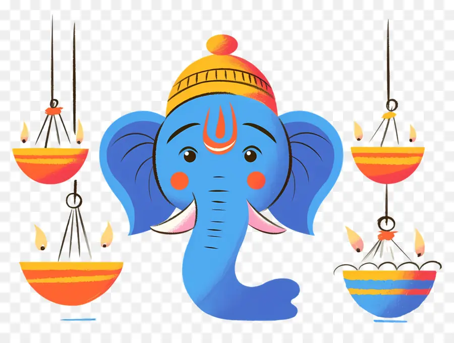 Ganesa Chaturthi，Gajah Dengan Lampu PNG