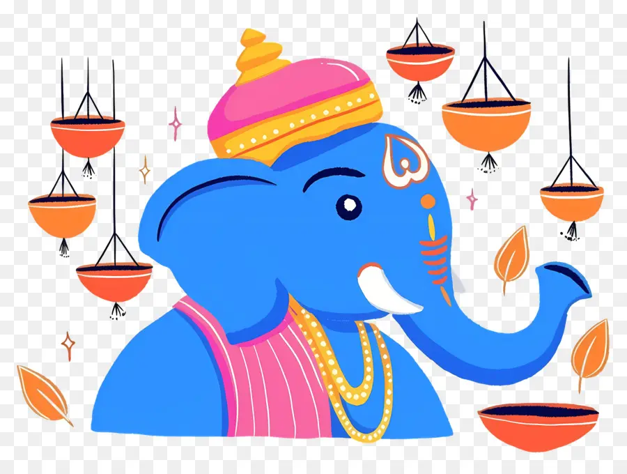 Ganesa Chaturthi，Kepala Gajah Dengan Lampu PNG