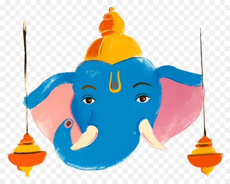 Ganesa Chaturthi，Kepala Gajah Dengan Lampu PNG