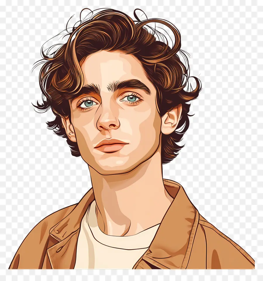 Timothee Chalamet，Potret Ilustrasi Pemuda PNG