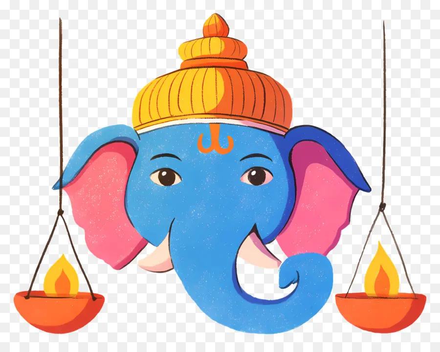 Ganesa Chaturthi，Kepala Gajah Dengan Lampu PNG