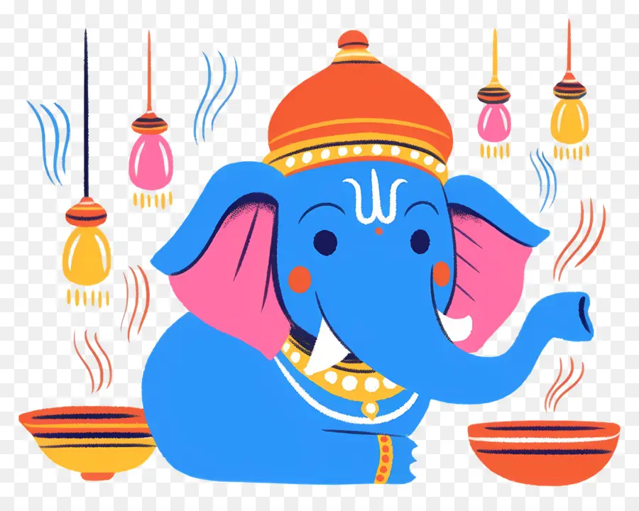 Ganesa Chaturthi，Kepala Gajah Dengan Lampu PNG