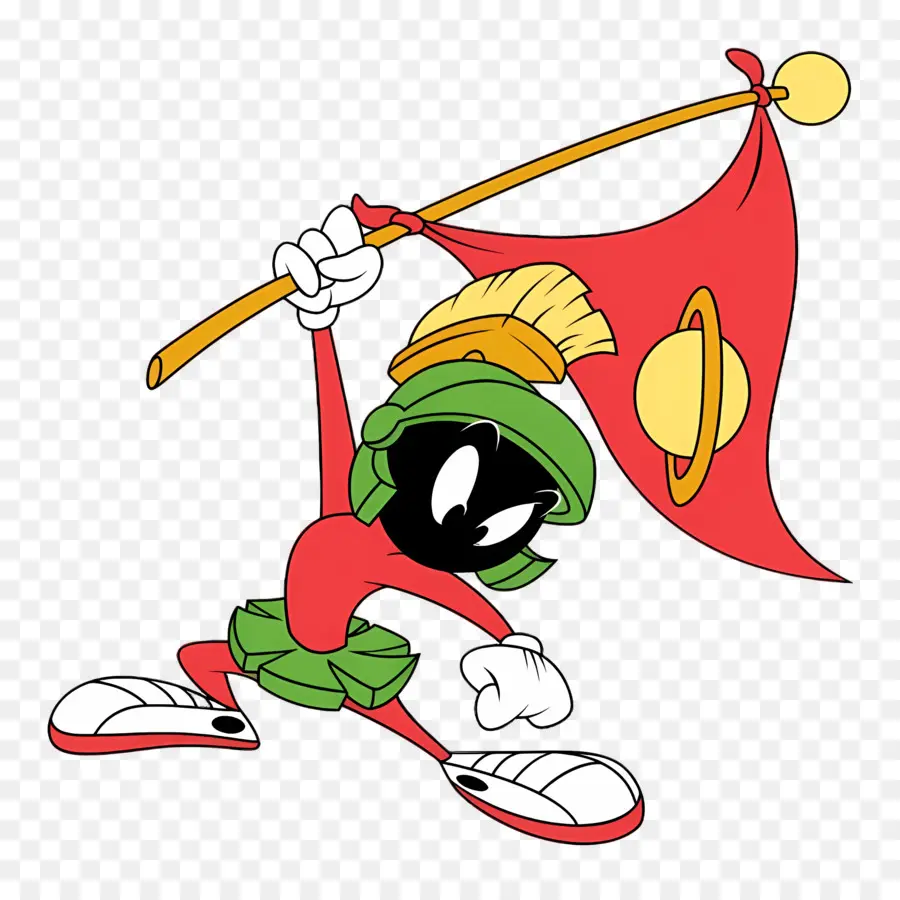 Marvin Si Mars，Karakter Kartun Dengan Bendera PNG