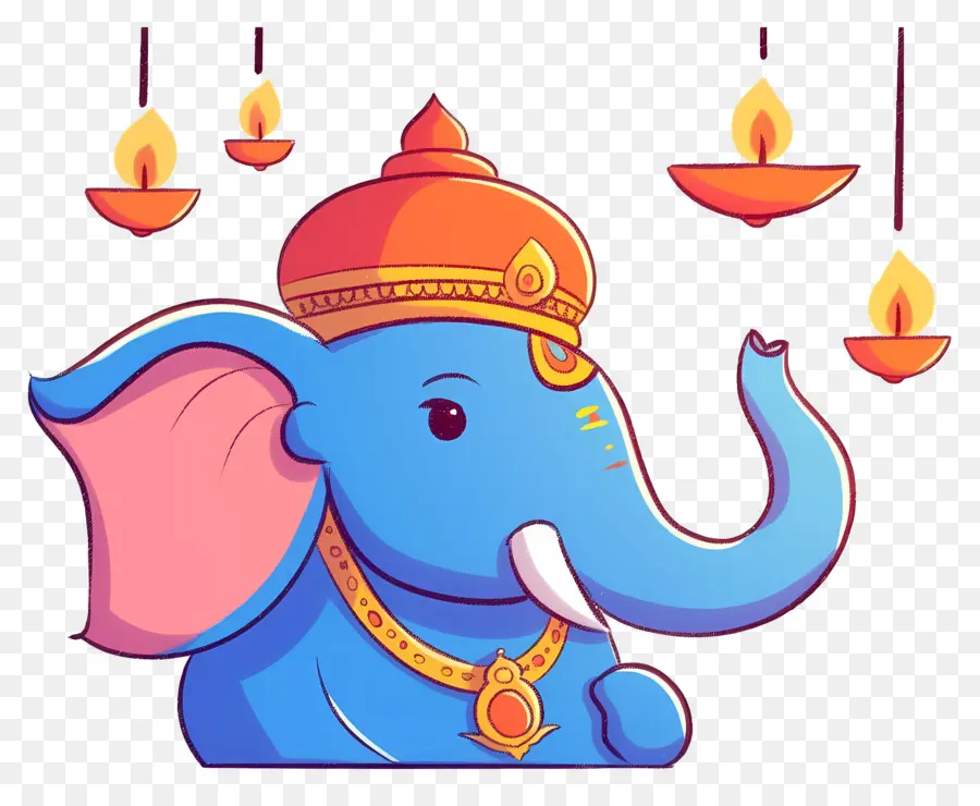 Ganesa Chaturthi，Kepala Gajah Dengan Lampu PNG