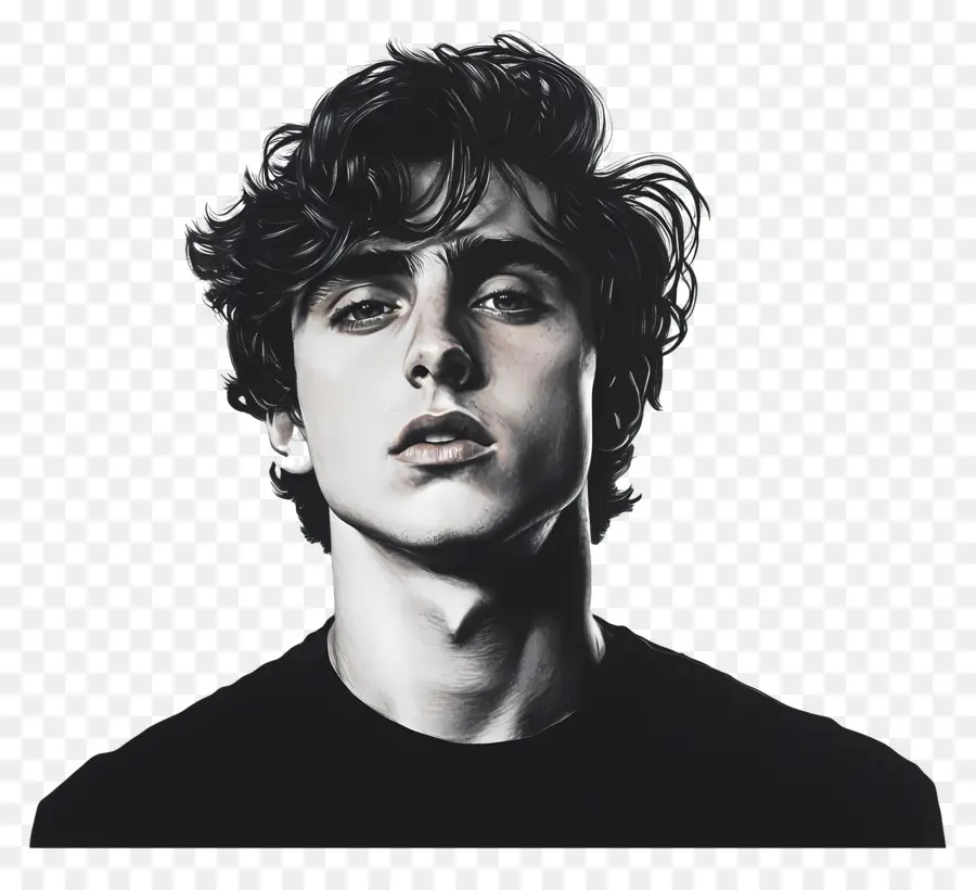 Timothee Chalamet，Potret Hitam Putih Pemuda PNG