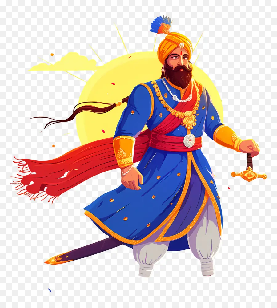 Guru Govind Singh Jayanti，Prajurit Dengan Pedang PNG