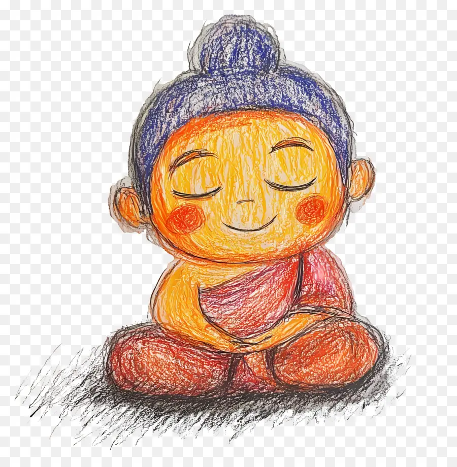 Budha Yang Lucu，Biksu Yang Bermeditasi PNG