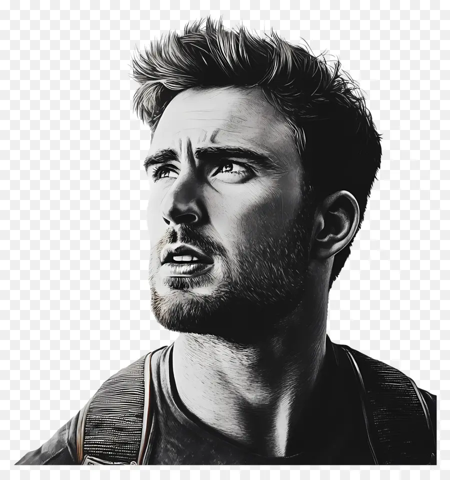 Chris Evans，Potret Monokrom PNG