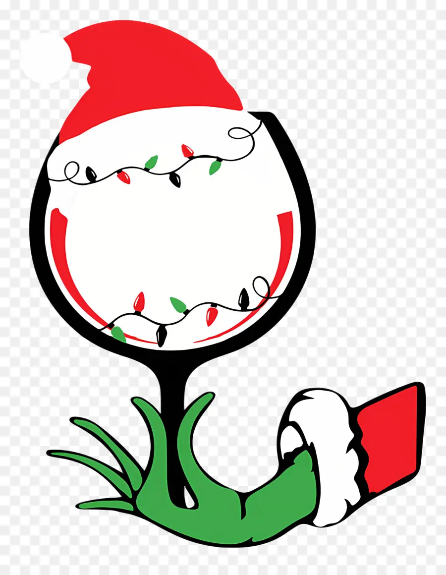 Tangan Grinch，Tangan Hijau Dengan Gelas Anggur PNG