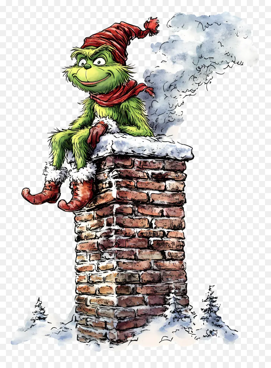 Santa Si Grinch，Makhluk Hijau PNG