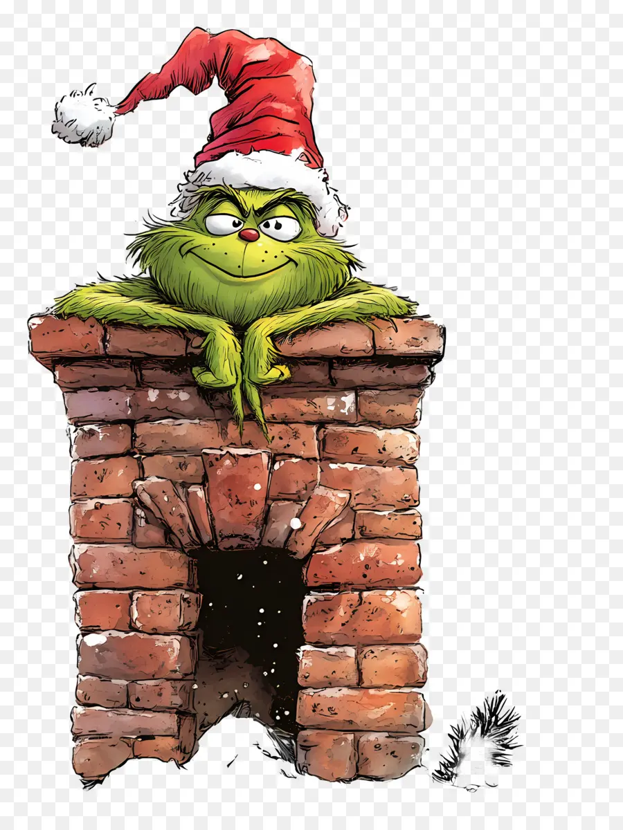 Santa Si Grinch，Grinch Di Cerobong Asap PNG