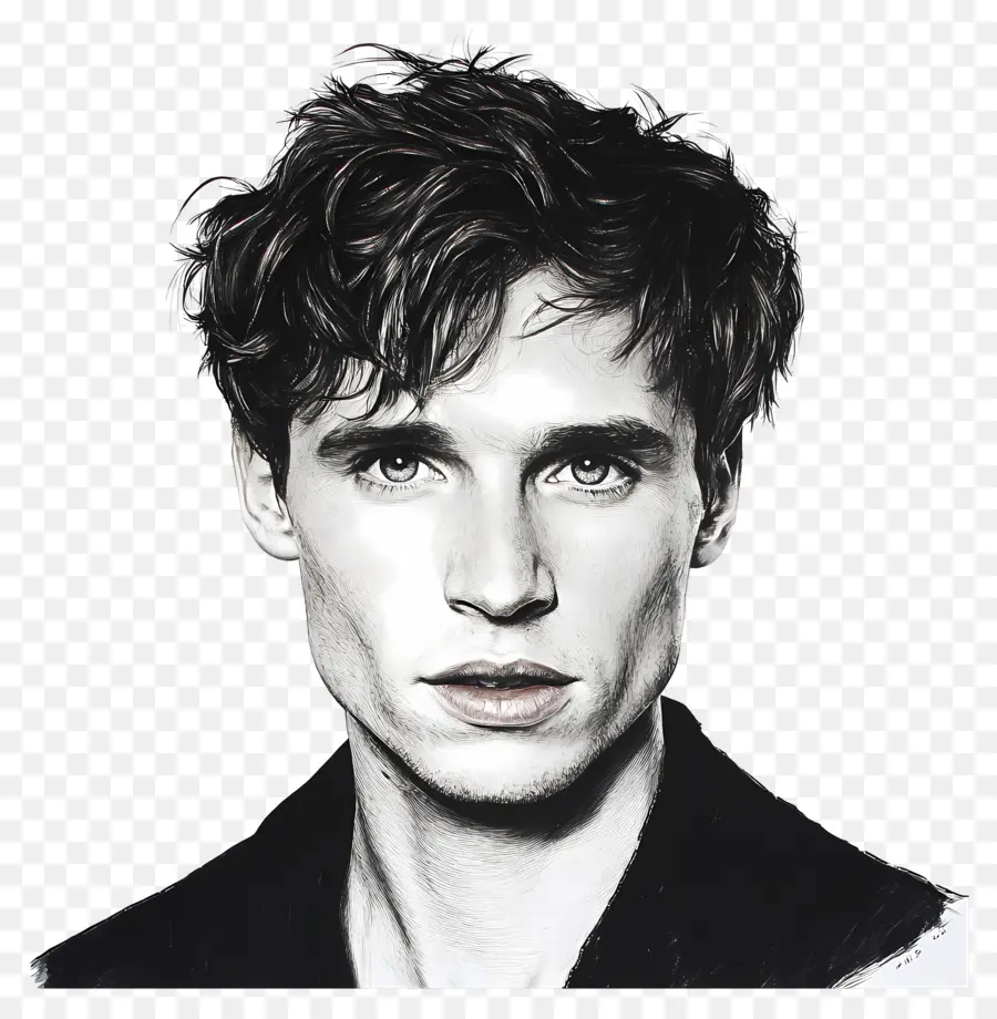 Eddie Redmayne，Potret Hitam Putih PNG