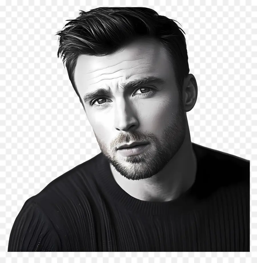 Chris Evans，Potret Hitam Putih PNG