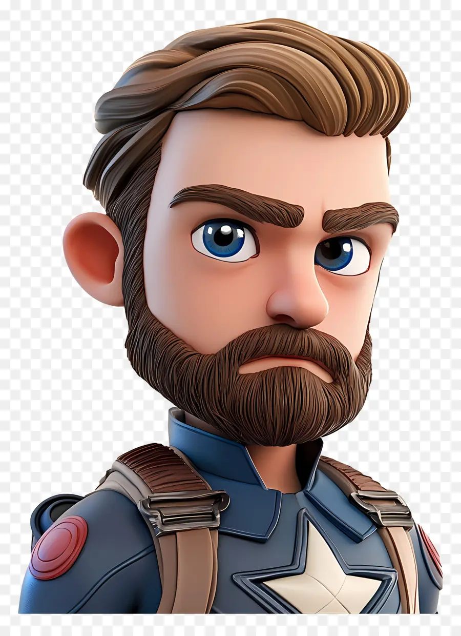 Chris Evans，Karakter Chibi Dengan Jenggot PNG