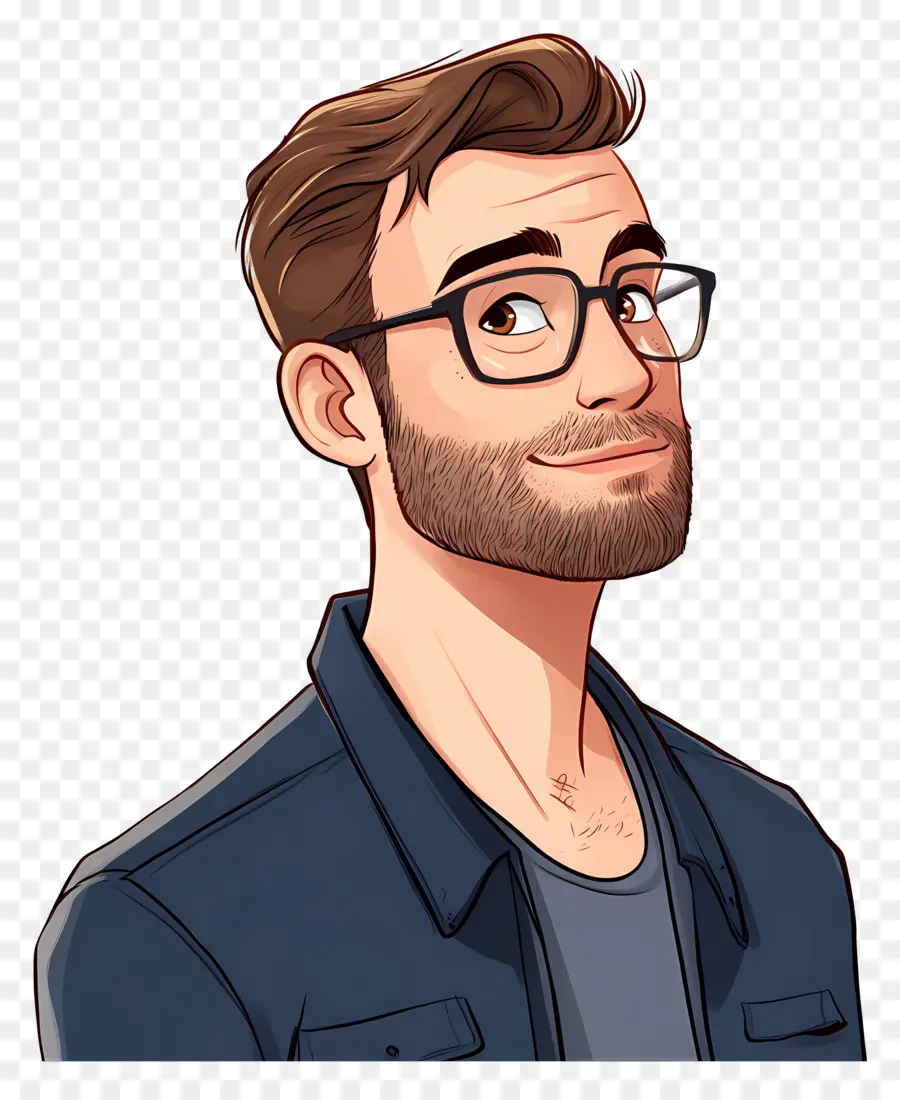 Chris Evans，Pria Kartun Berkacamata PNG