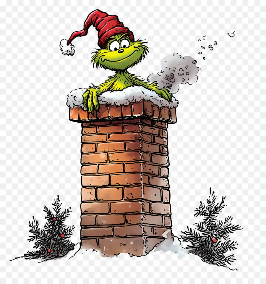 Santa Si Grinch，Karakter Hijau PNG