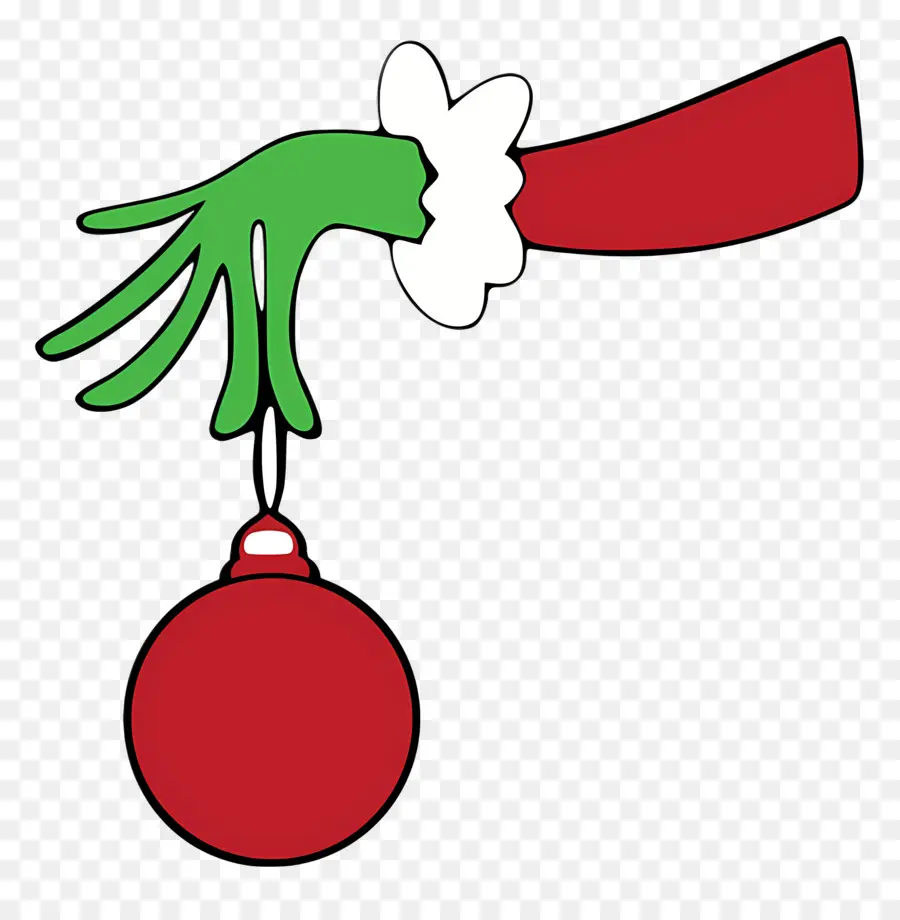 Tangan Grinch，Tangan Hijau Dengan Ornamen PNG