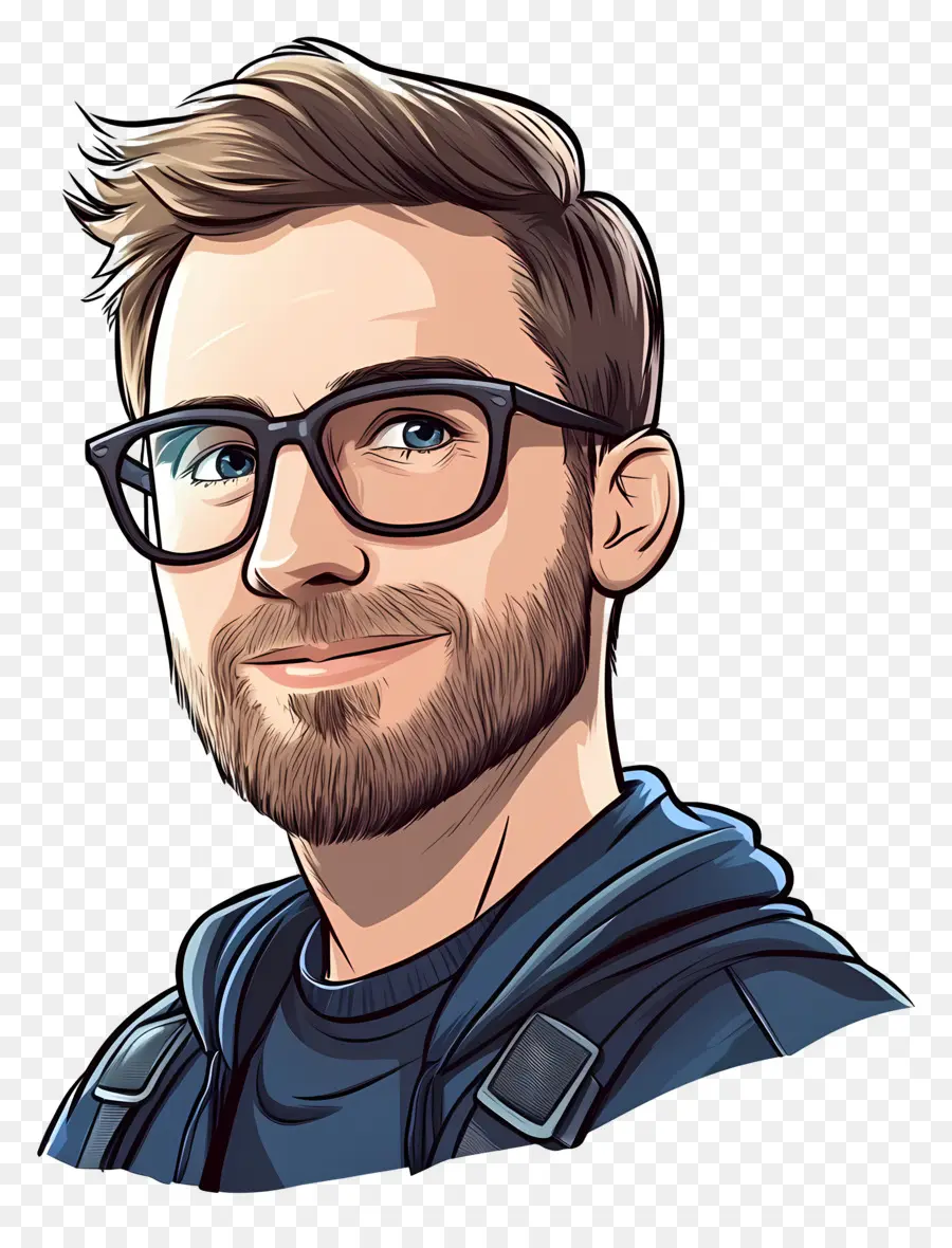 Chris Evans，Pria Kartun Berkacamata PNG