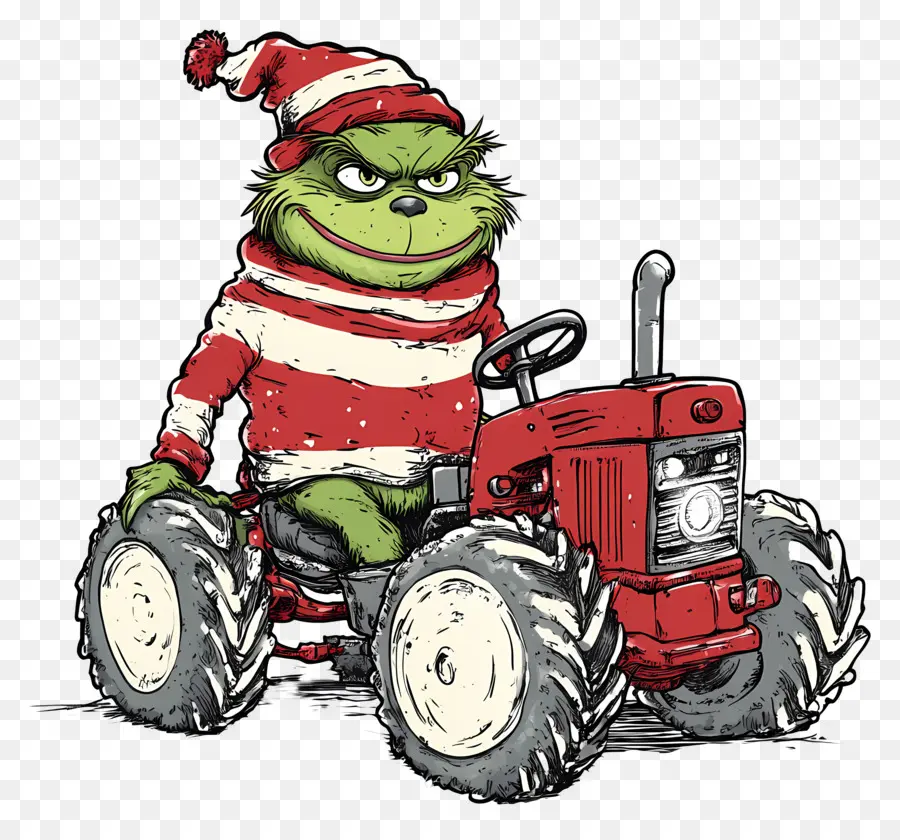 Grinch Natal，Grinch Di Traktor PNG