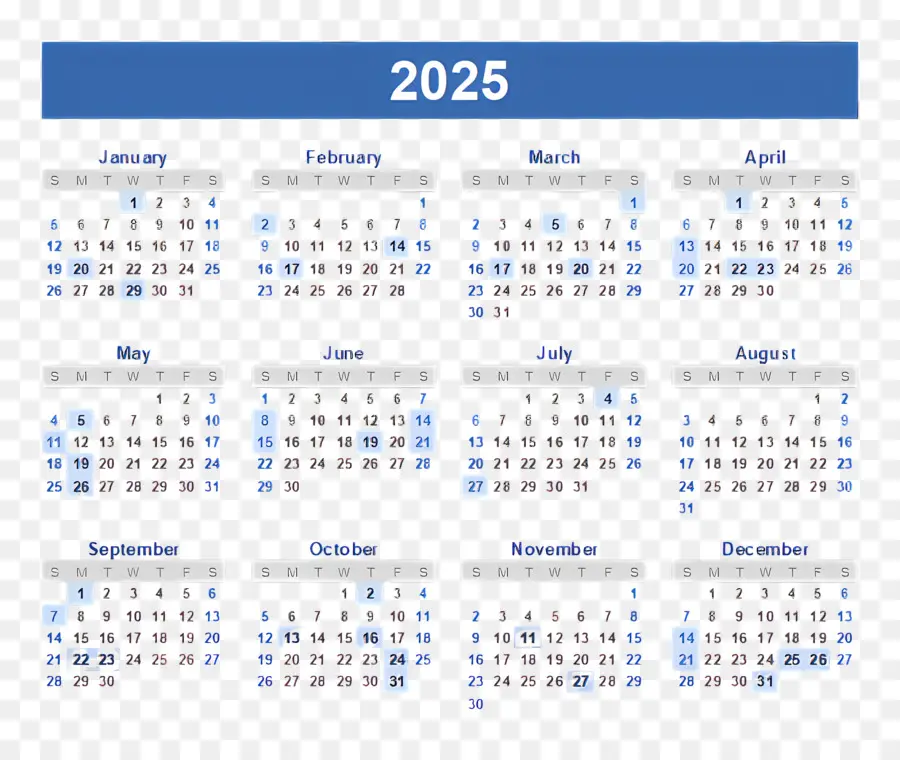 Kalender 2025，Kalender 2028 PNG