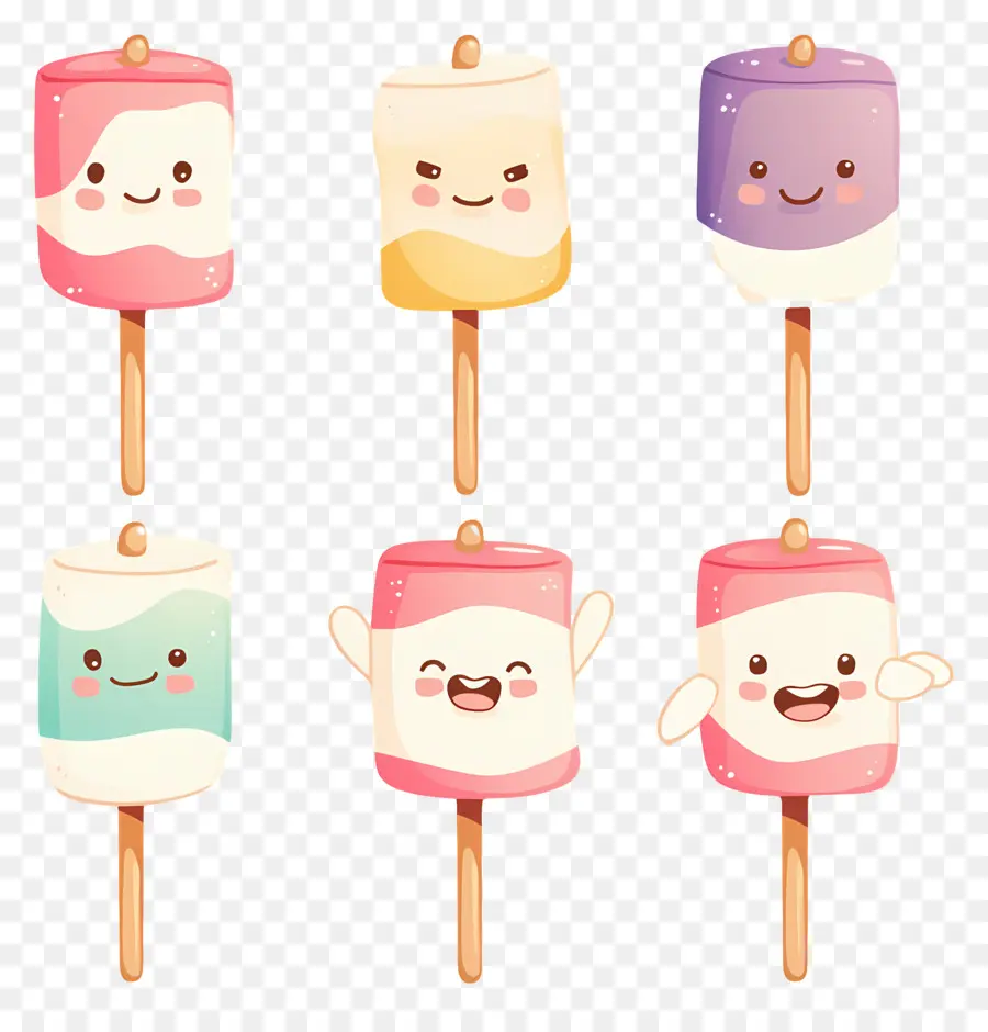 Marshmallow Yang Lucu，Tusuk Sate Marshmallow Berwarna Warni PNG