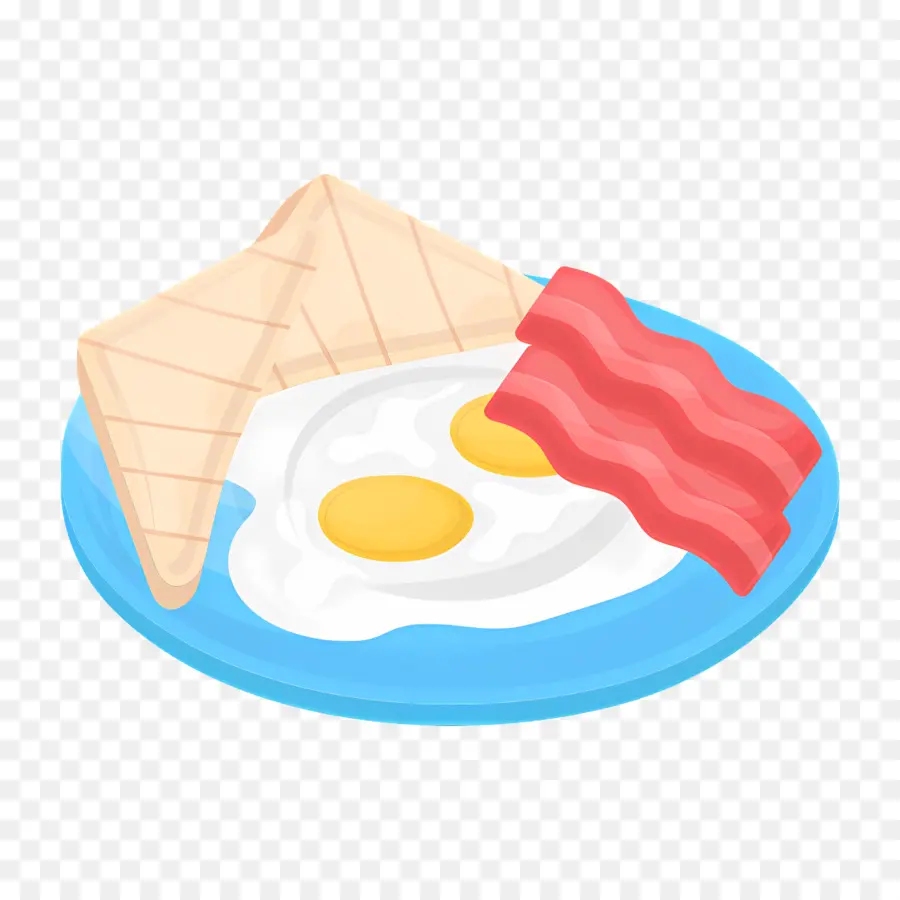 Bacon Dan Telur，Piring Sarapan PNG