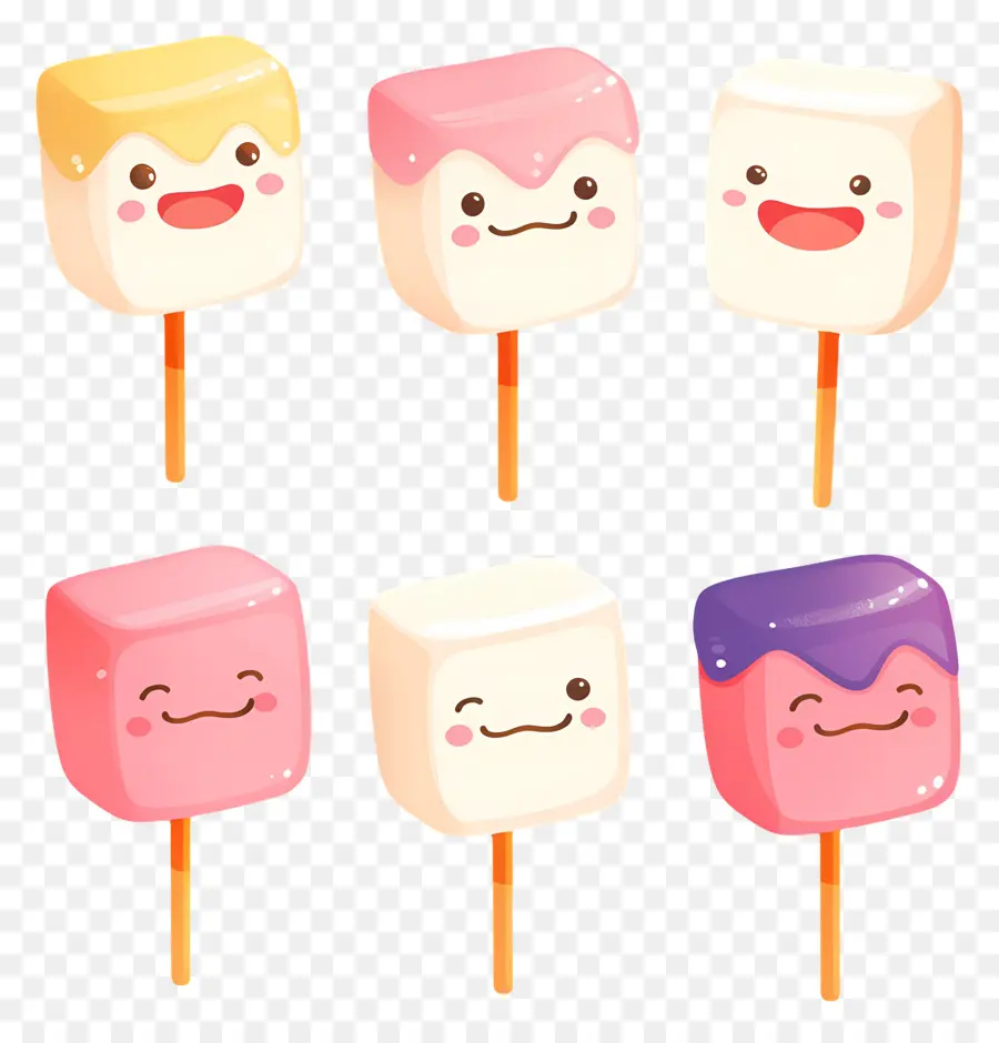 Marshmallow Yang Lucu，Tusuk Sate Marshmallow Persegi PNG