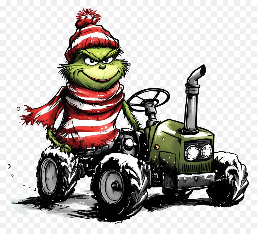 Grinch Natal，Grinch Di Traktor PNG