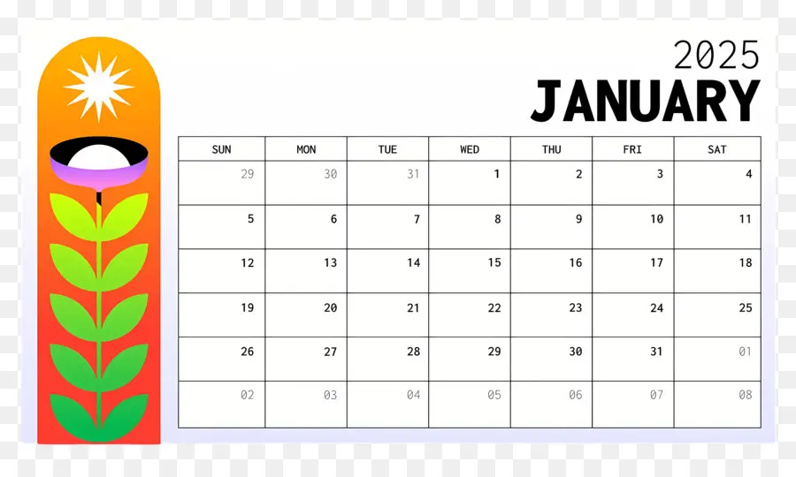 Kalender Januari 2025，Tanggal PNG