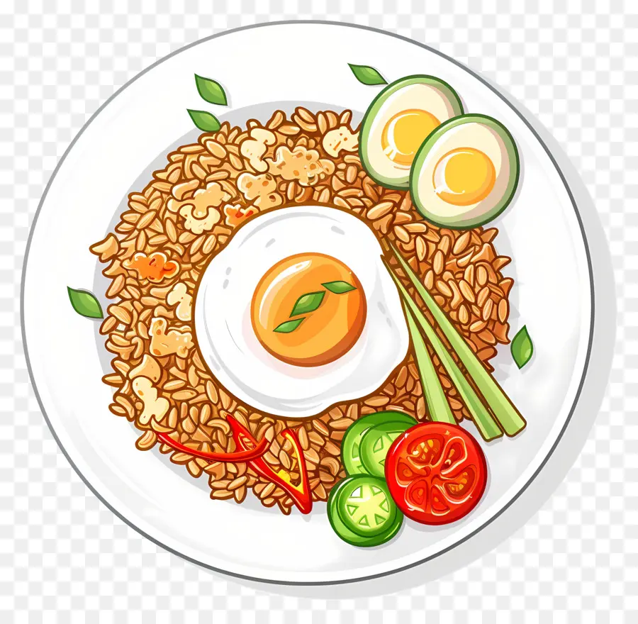 Nasi Goreng，Nasi Dan Telur Dengan Serai PNG