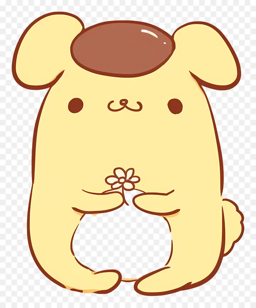 Pompompurin，Anjing Kuning Dengan Bunga PNG