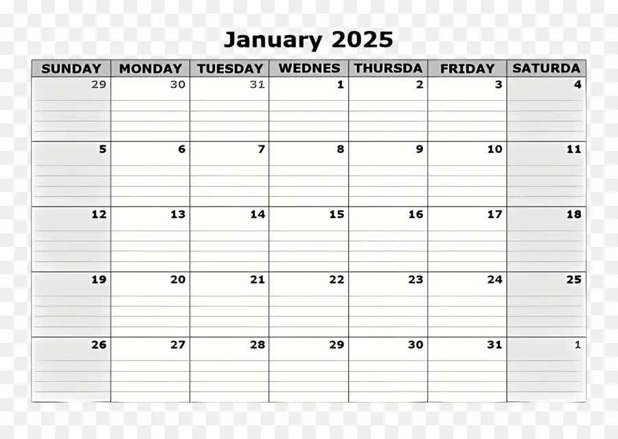 Kalender Januari 2025，Kalender Januari PNG