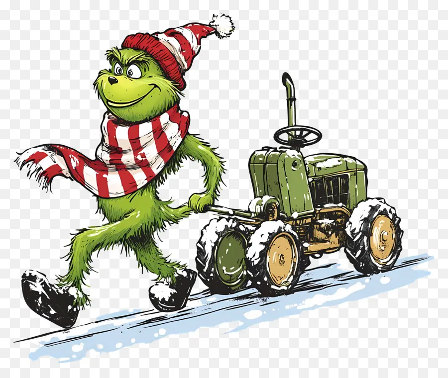 Grinch Natal，Grinch Di Traktor PNG