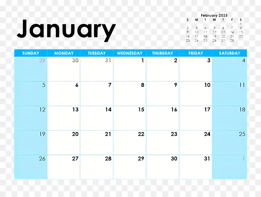 Kalender Januari 2025，Kalender Januari PNG