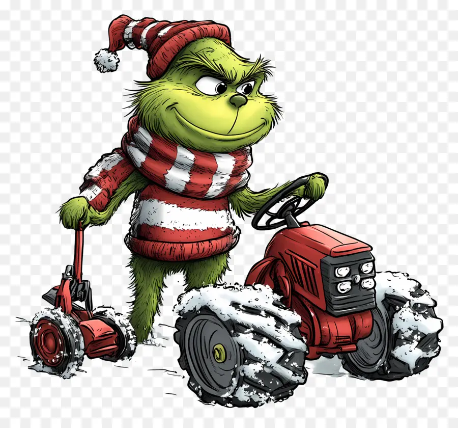 Grinch Natal，Grinch Di Traktor PNG