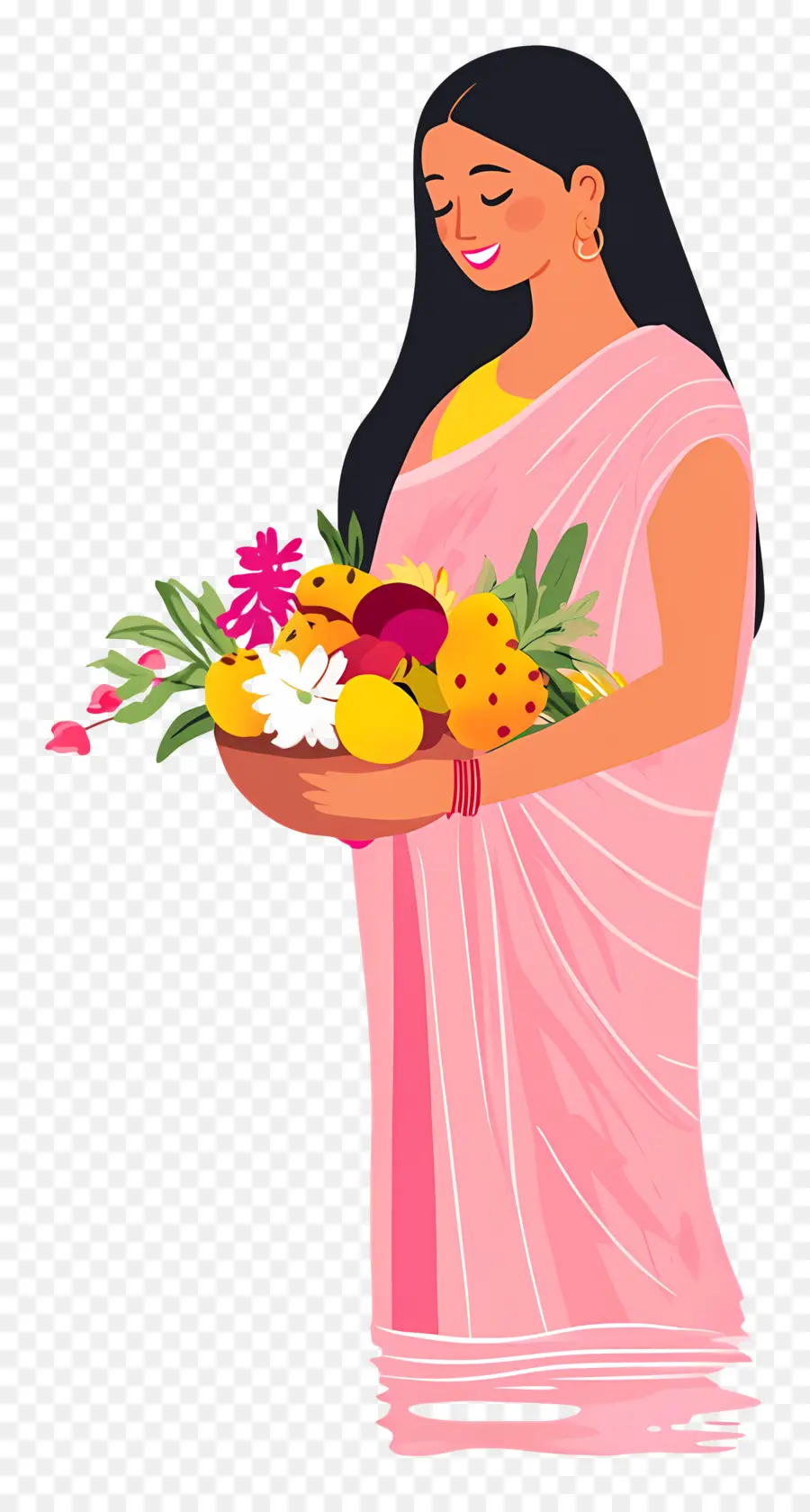 Chhath Puja，Wanita Dengan Keranjang Buah PNG