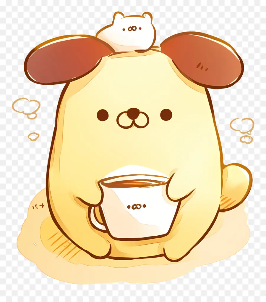 Pompompurin，Anjing Lucu Dengan Cangkir Kopi PNG