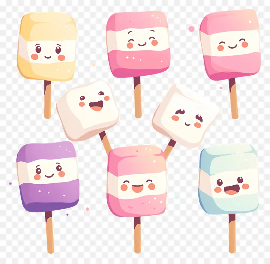 Marshmallow Yang Lucu，Tusuk Sate Marshmallow Persegi PNG