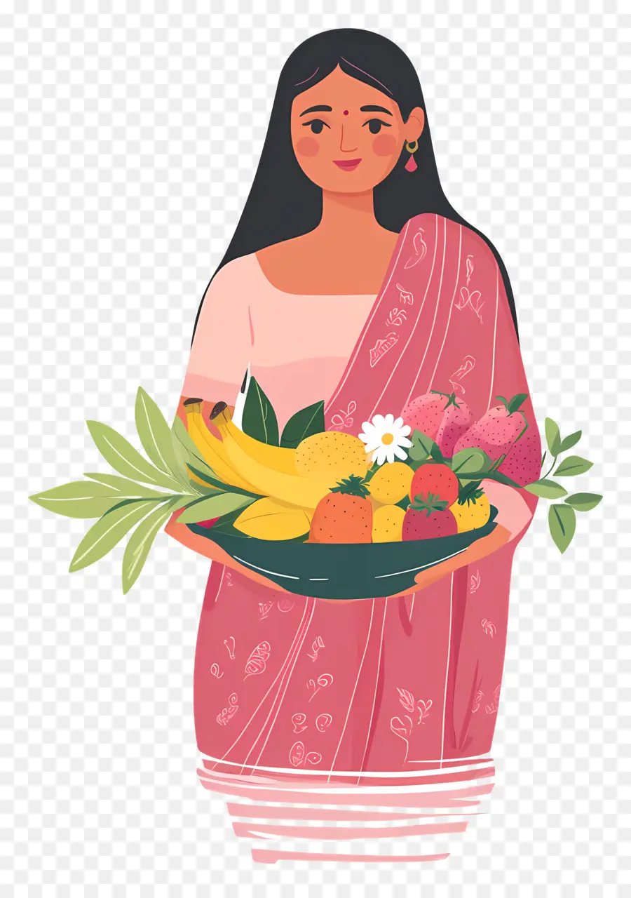 Chhath Puja，Wanita Dengan Keranjang Buah PNG