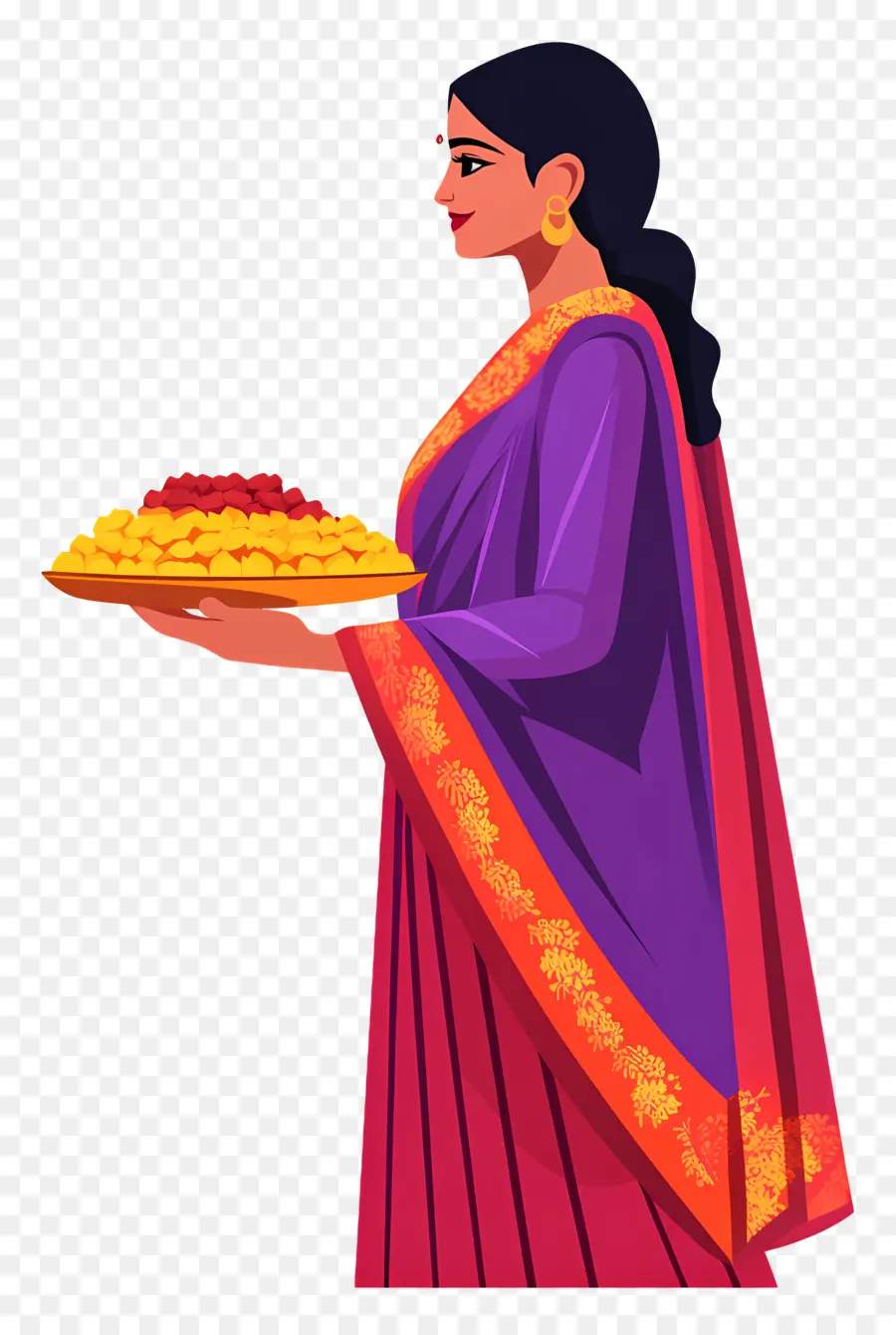 Chhath Puja，Wanita Dengan Saree Ungu PNG